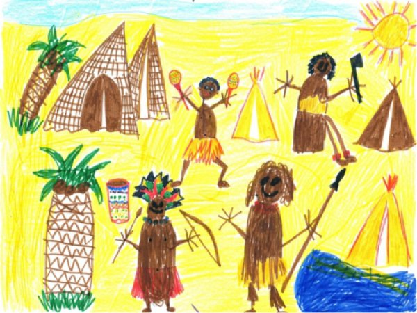 Рисование африканские туземцы