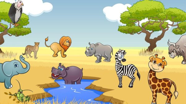 Звери Африки для детей