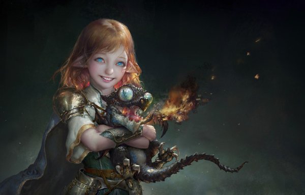 Маленькая девочка и дракон