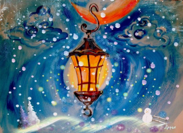 Рисование фонарей в городе