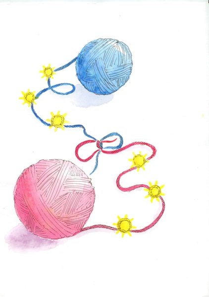 Разноцветные клубочки рисование