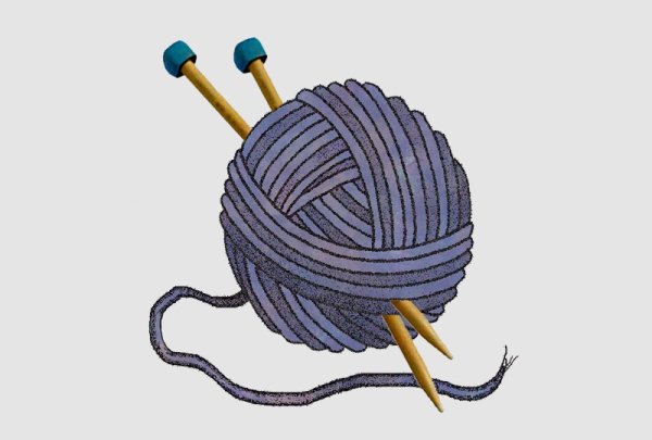 Смайлик клубок со спицами
