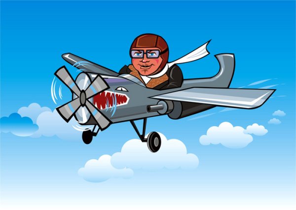 Мультяшный самолет с пилотом