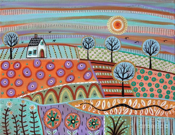 Картины Карлы Жерар с примитивными домиками