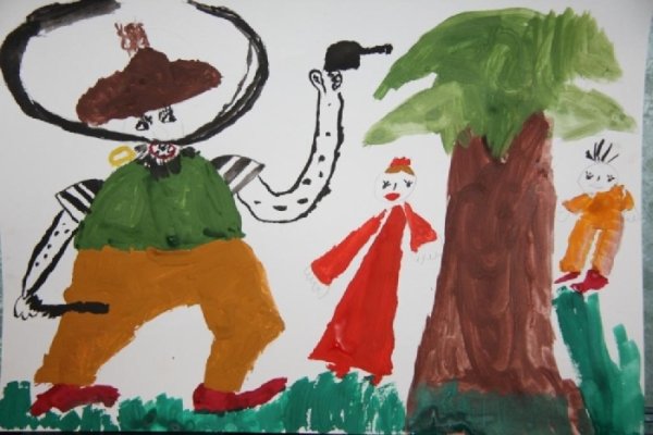 Рисование детьми Бармалея