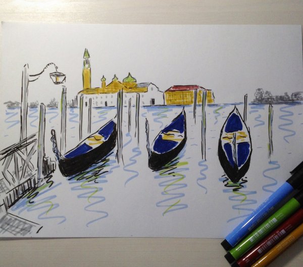 Детские рисунки Венеции