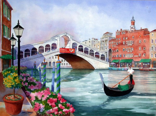 Мост Риальто Венеция рисунок