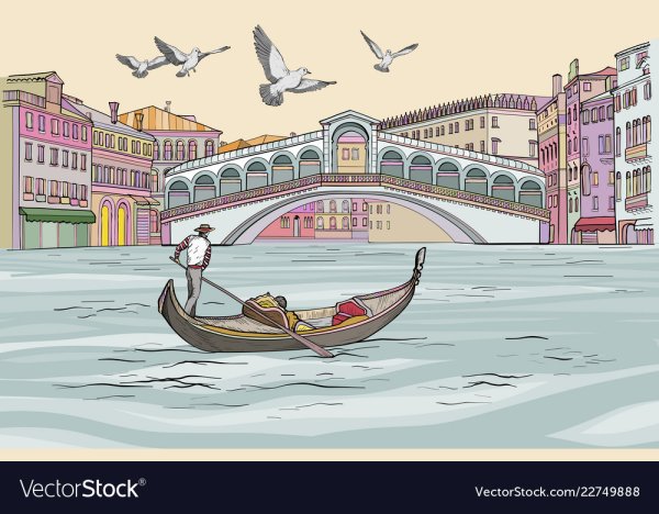 Венеция гондола рисунок