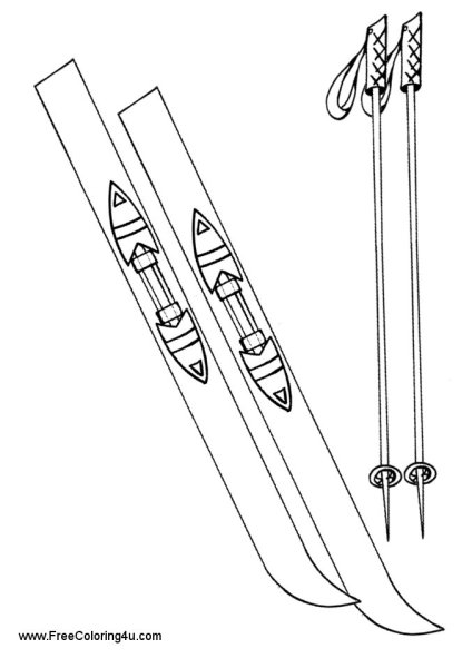 Лыжи раскраска для детей
