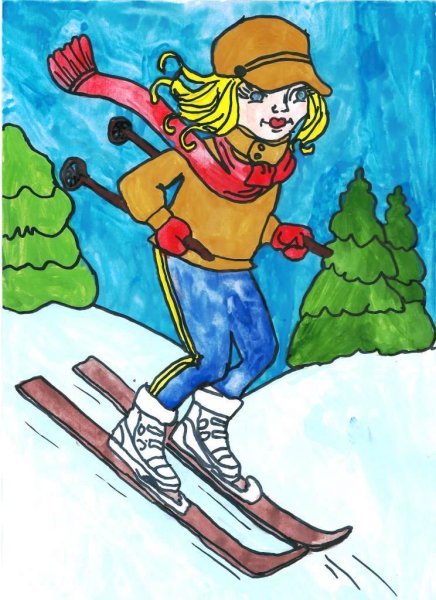 Лыжник рисунок
