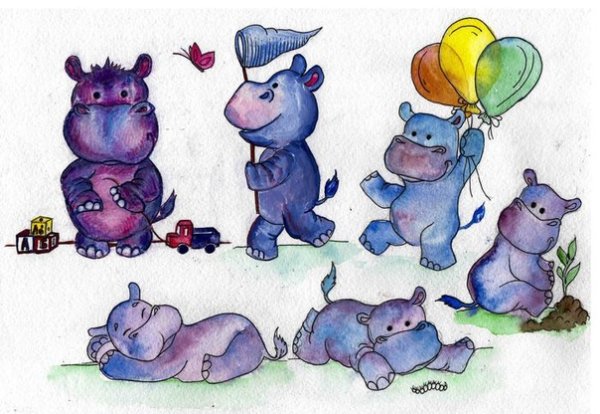 Бегемотик карандашом