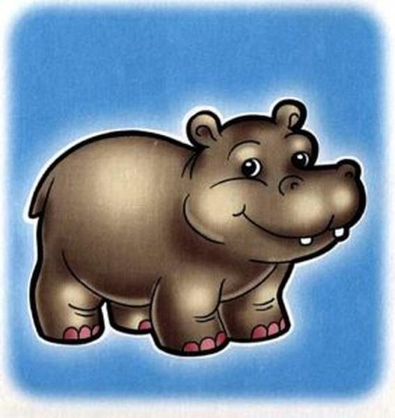 Контур бегемота для рисования