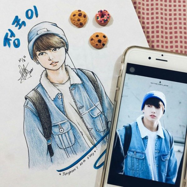 Рисунки БТС Чонгук цветные