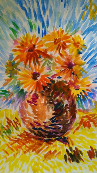 Живопись мазками гуашью