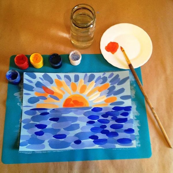 Рисование мазками гуашью для детей