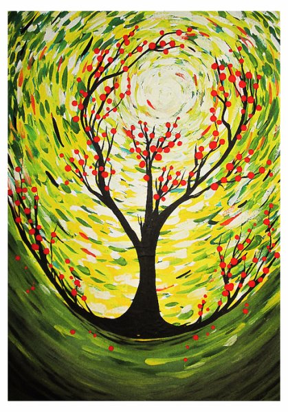 Рисование мазками гуашью