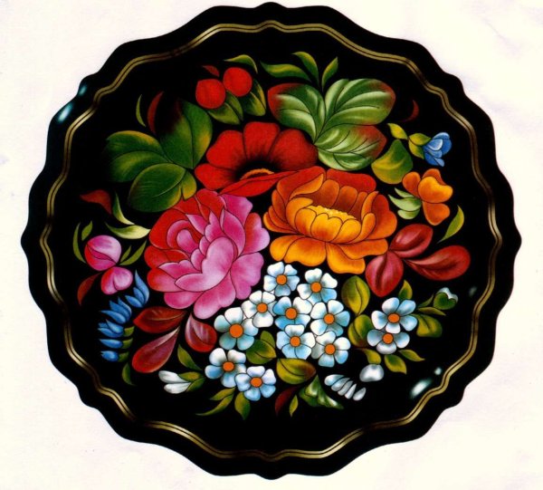 Жостовская роспись посуда поднос