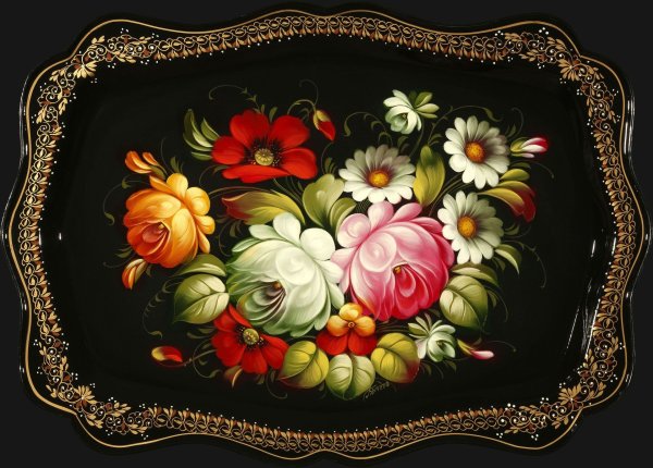 Жостовские подносы маки Лебедева