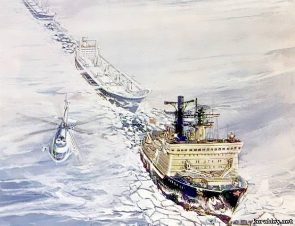 Картина ледокол Красин во льдах