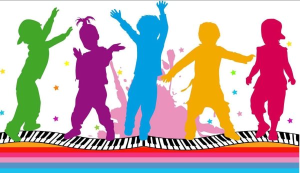 Разноцветные силуэты детей