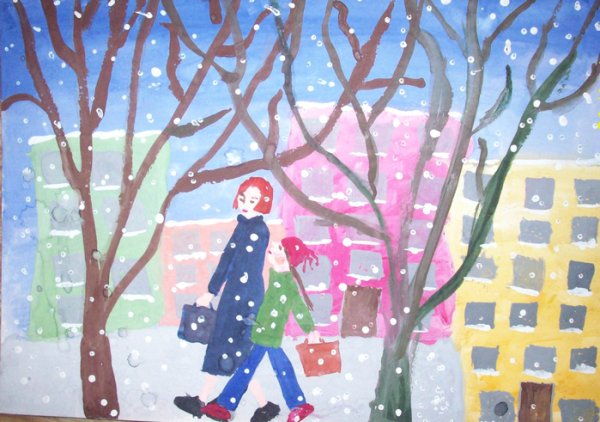 Снег идет рисунок для детей