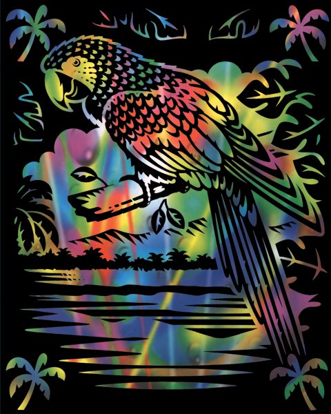 Граттаж попугай