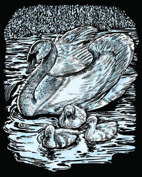 Лебеди линогравюра