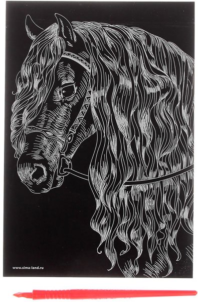 Линогравюра коней