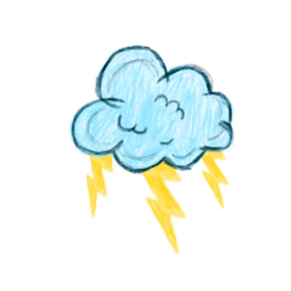 Облако с молнией рисунок