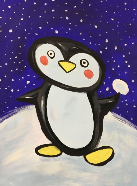 Пингвин гуашью