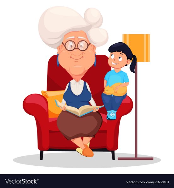 Бабушка и внук вектор