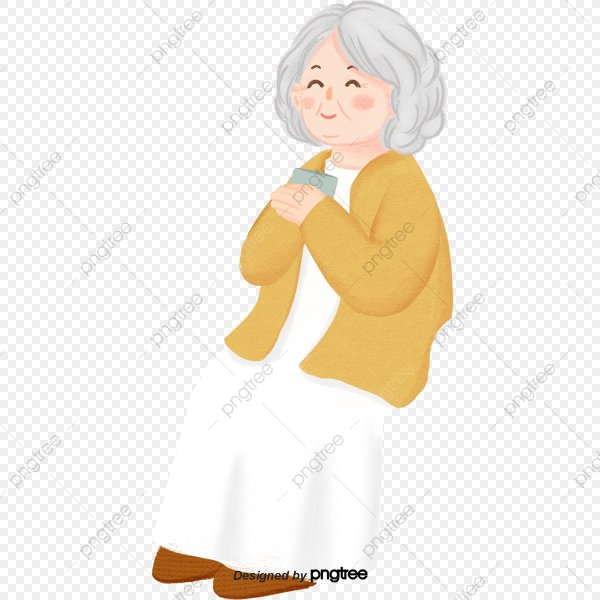 Мультяшная бабка с белыми волосами