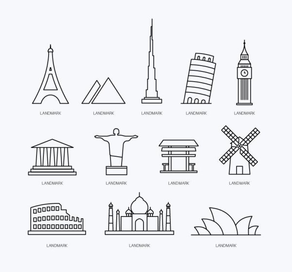 Силуэты архитектурных достопримечательностей