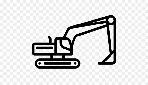 Экскаватор чёрно белый