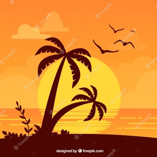 Пляж с пальмами Векторная иллюстрация