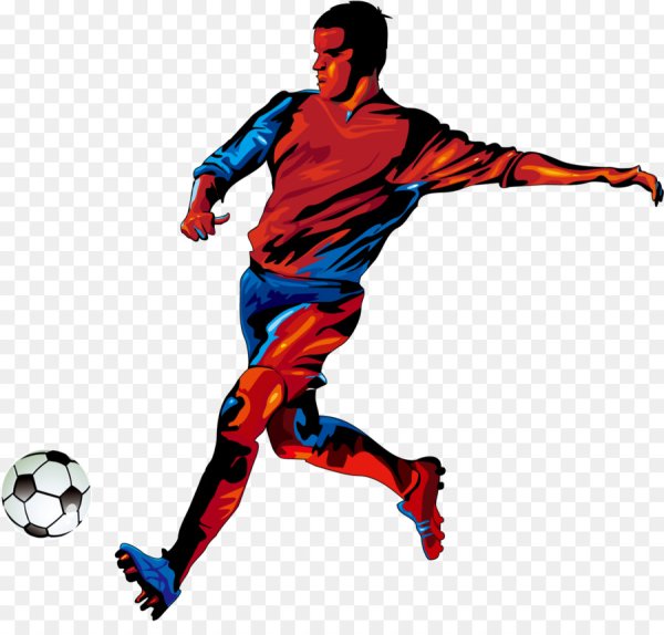 Силуэт футболиста цветной