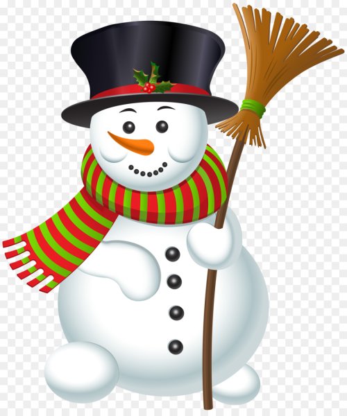 Новогодний Снеговик на прозрачном фоне