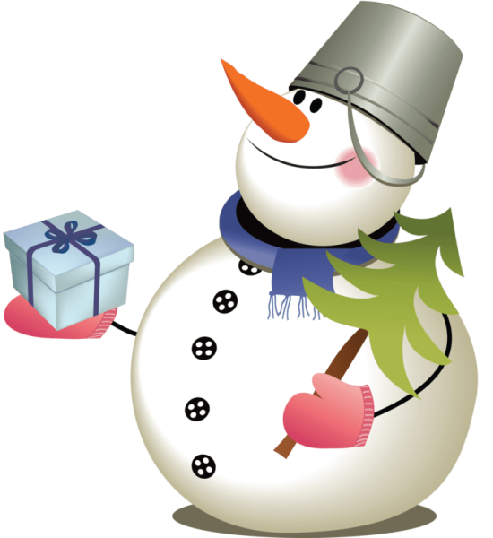 Снеговик с ведром на голове