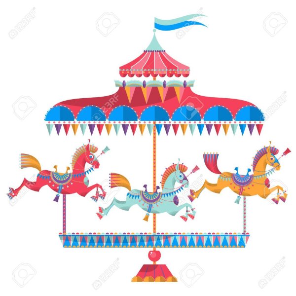 Карусель на белом фоне