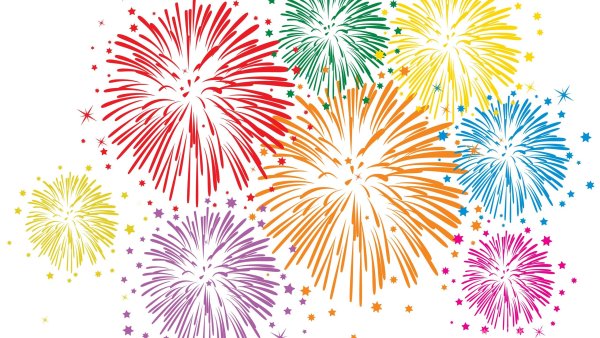 Пиротехника на белом фоне