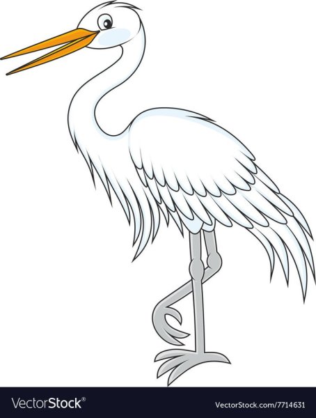 Цапля рисунок для детей на белом фоне