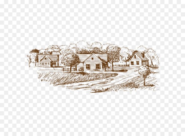 Векторные пейзажи деревни