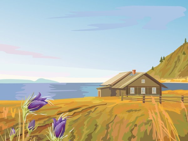 Нарисовать деревню