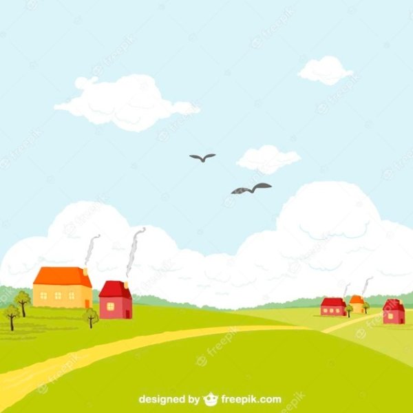 Пейзаж мультяшный ферма