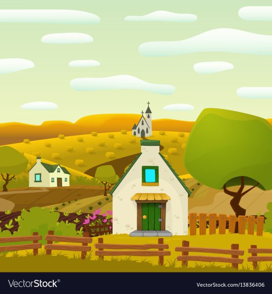 Деревенский пейзаж вектор
