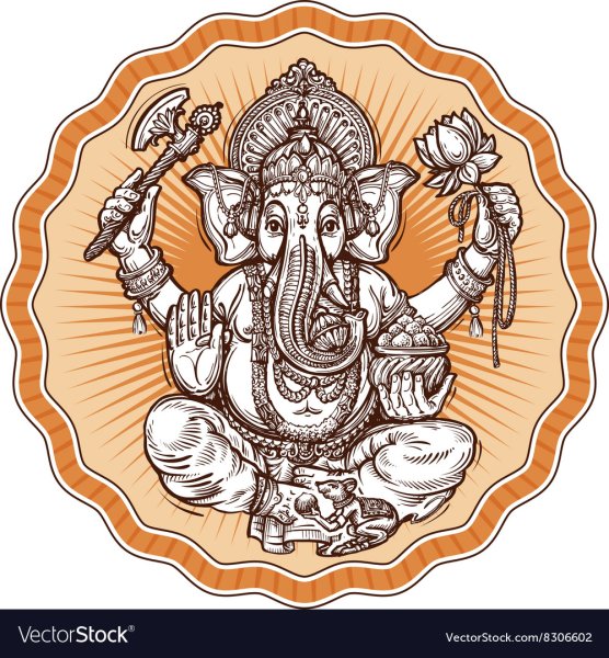 Индийский Бог слон Ганеша вектор