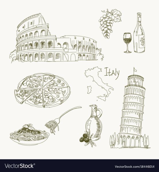 Силуэты достопримечательностей Италии