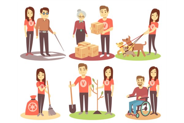Волонтеры иллюстрация