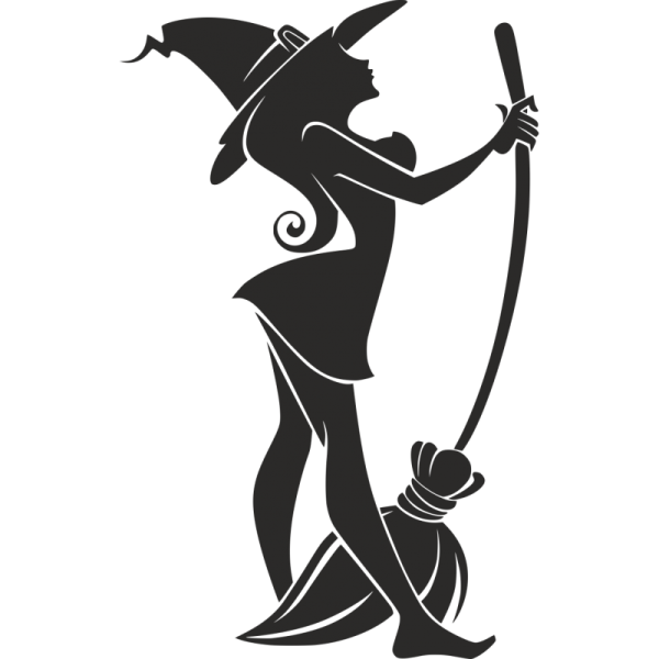 Ведьма на метле силуэт
