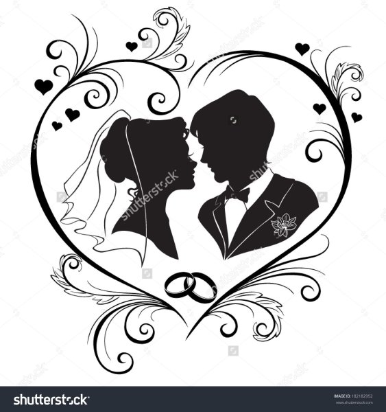 Силуэт молодоженов